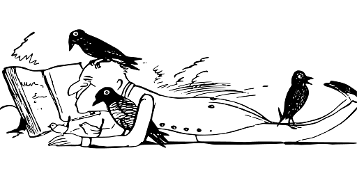 Edward Lear Drawing Man Relaxing with the Birds