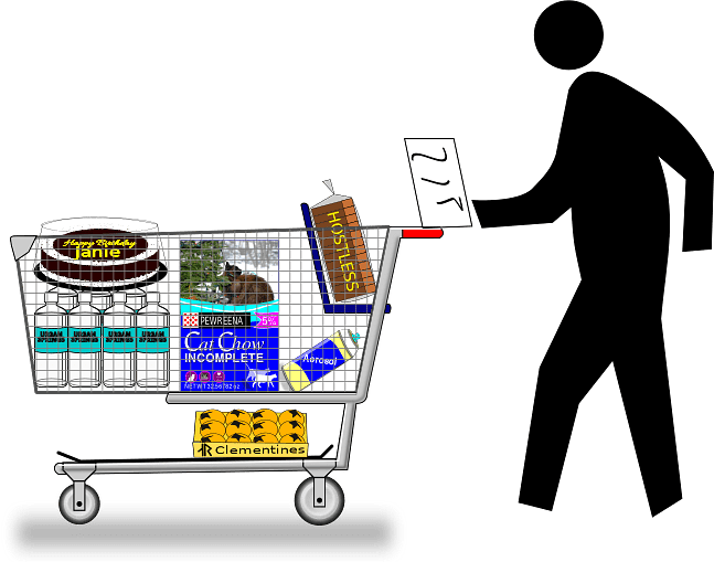 Customer with Shopping Cart Pictogram