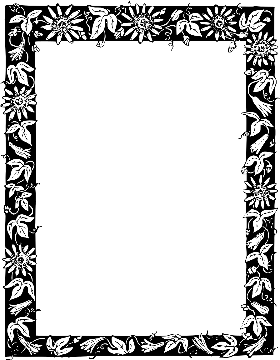 Empty Frame with Leaves and Flowers