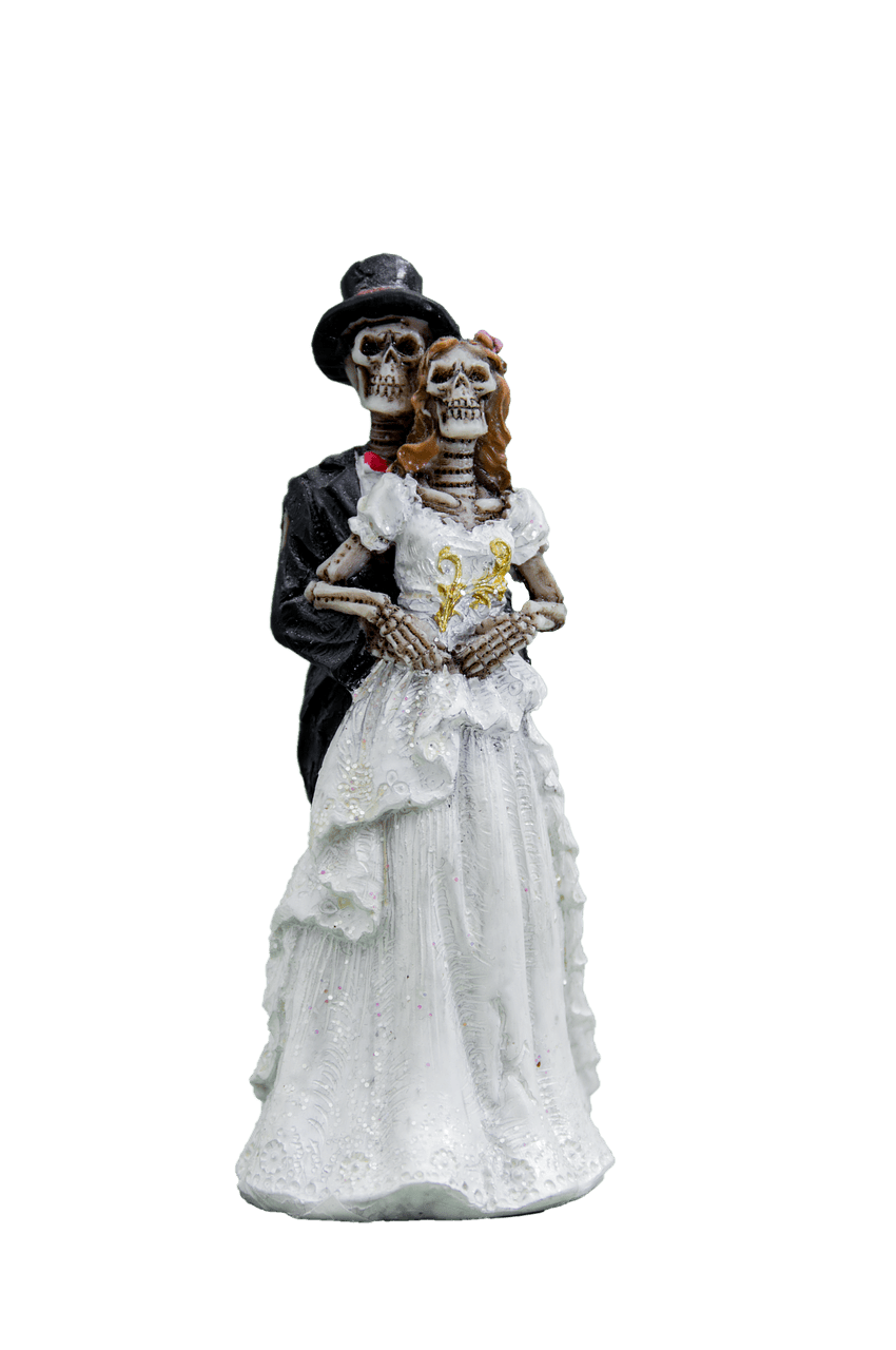 Skeleton Bride and Groom Holding