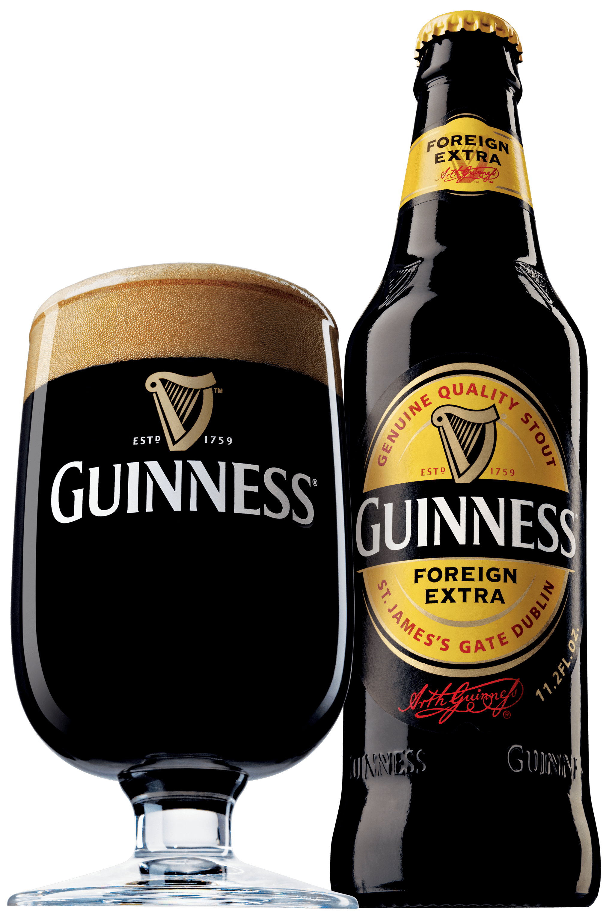 Guinness Foreign Extra Bottle and Glass