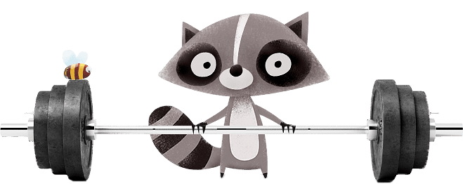 NAT Raccoon Lifting Weights