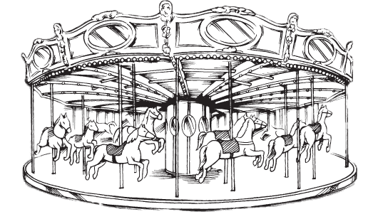 Merry Go Round Black and White Drawing
