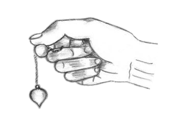 Hand Holding Pendulum Black and White Drawing