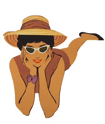 Woman With Hat and Sunglasses, Lying On The Beach