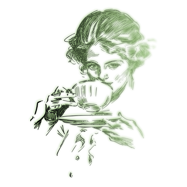 Woman Drinking Tea Illustration