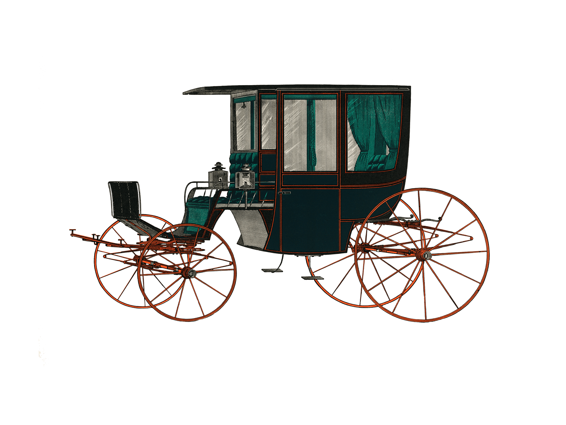 Vintage Automobile Carriage Pulled by Horses