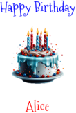 Happy Birthday Alice Custom Message