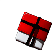 Large, Flat Gift In Red Glossy Paper With A White Fur Trim And Black Belt, Resembling Santa'S Outfit, Minimalist - Single Christmas Present, Wrapped In Exquisite Festive Wrapping, Minimalist, No Shadow