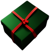 Box-Shaped Present Wrapped In Forest Green Paper With A Tartan Ribbon, Minimalist - Single Christmas Present, Wrapped In Exquisite Festive Wrapping, Minimalist, No Shadow