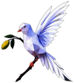 Elegant Dove With Long Tail Feathers, Gracefully Holding An Olive Twig., In The Style Of A Cartoon Animation Character - Full Body, Single View, No Shadow