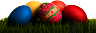 Easter Eggs On Grass