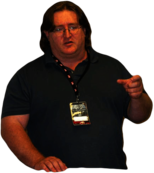 Gabe Newell Pointing