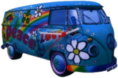 Volkswagen Love and Peace Van Clock