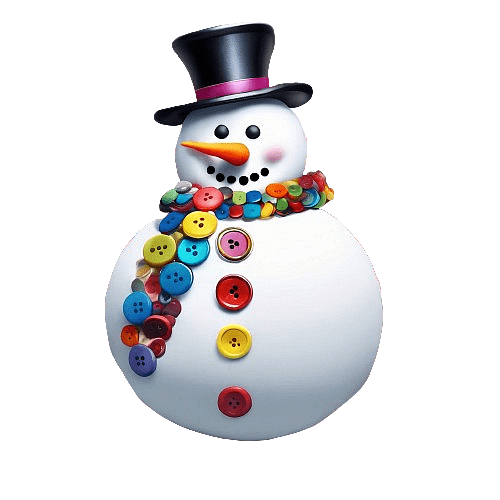 Snowman with Button Scarf