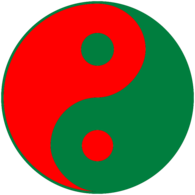 Green and Red Yin Yang Symbol