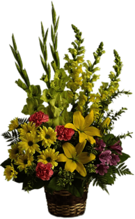 Basket with yellow snapdragons