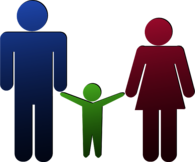 Family of Three Coloured Pictogram