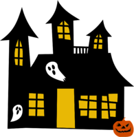 Halloween Haunted House with Lights On
