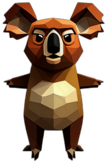 Koala, Cartoon Character - In The Style Of Pixar, Single View, No Shadow