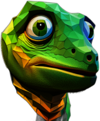 Chameleon, Cartoon Character - In The Style Of Pixar, Single View, No Shadow