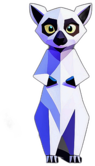 Lemur, Cartoon Character - In The Style Of Pixar, Single View, No Shadow