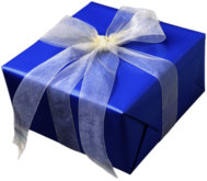 Blue Gift Box With White Ribbon