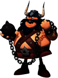 Vic the Viking Character Sven the Terrible Holding Ball and Chain