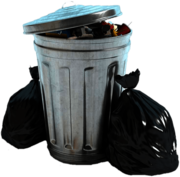 Garbage Bin and Two Black Bags