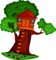 Treehouse With Red Roof