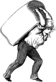 Man Carrying A Trunk Vintage Illustration