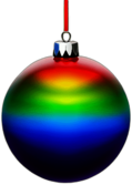 Rainbow Striped Bauble With A Glossy Coat, Minimalist - Single Item, Decorated Christmas Bauble, High Detail, No Shadow