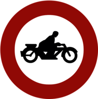 No Motorcycles Road Sign