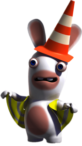Rabbid Safety Cone on Head