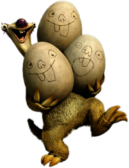 Ice Age character Sid with dinosaur eggs