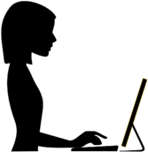 Woman Working on Computer Clipart