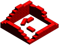 Destroyed Red Brick Wall