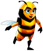 Bee, Children'S Cartoon Animation Style -  Full Body, Single View, No Shadow