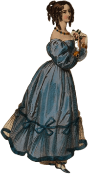 Victorian Woman Blue Dress