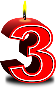 Red Number 3 Birthday Candle