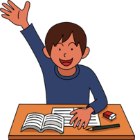 Boy Raising Hand at School