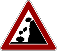 Falling Rocks Warning Road Sign