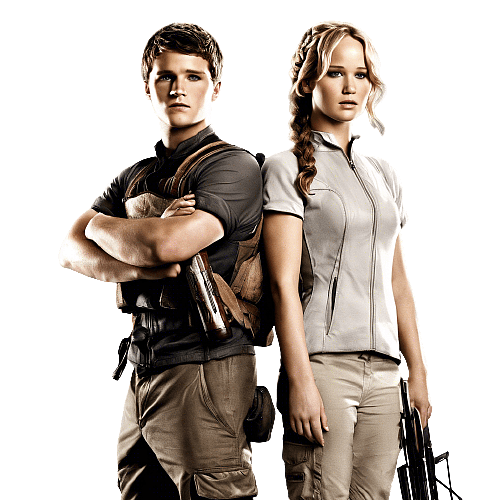 Jennifer Lawrence and Josh Hutcherson in the Hunger Games