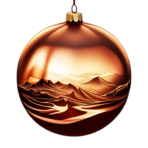 Copper Bauble With Hammered Texture, Minimalist - Single Item, Decorated Christmas Bauble, High Detail, No Shadow