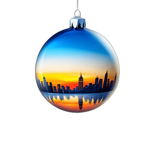 Mirrored Bauble Reflecting Festive Lights, Minimalist - Single Item, Decorated Christmas Bauble, High Detail, No Shadow