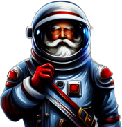 Santa Claus In A Spacesuit, Ready For A Cosmic Christmas Adventure, Classic - Detailed Figure Of A Classic Santa Claus, Emphasis On Colors And Festive Attributes, Full Body Figure In The Middle Of The Frame, High Detail, White Background, No Shadow