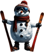 Snowman Holding Skis