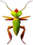Leaf Insect, Children'S Cartoon Animation Style -  Full Body, Single View, No Shadow