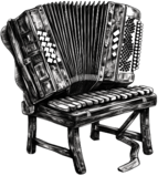 black and white vintage accordeon on a bench