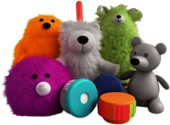 set of colourful music toys